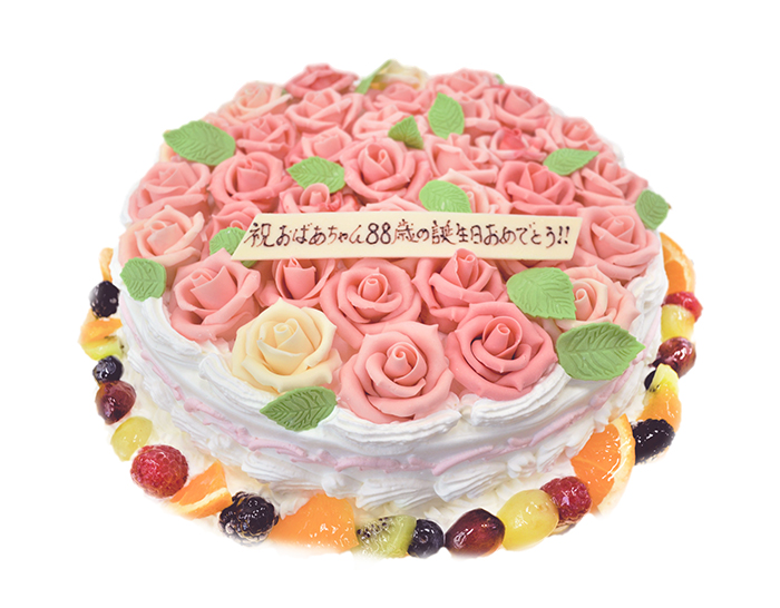 バラのケーキ-誕生日