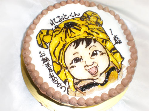 似顔絵ケーキ　初誕生日