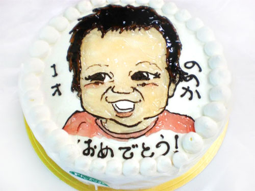 初誕生日　こどもの似顔絵ケーキ