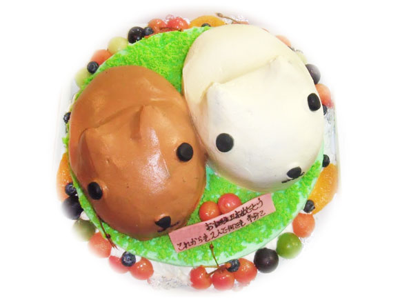 カピバラさんとホワイトさんのケーキ キャラクター超立体ケーキ