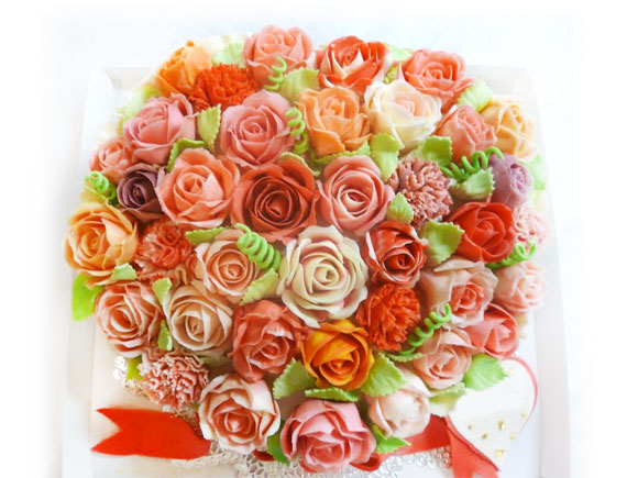 3Dケーキ　バラの花のブーケ　